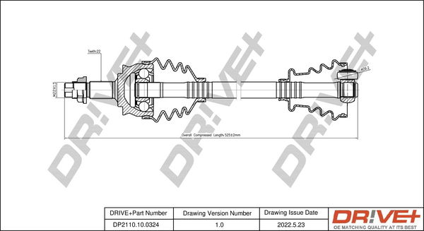 Antriebswelle Vorderachse links Dr!ve+ DP2110.10.0324 von Dr!ve+