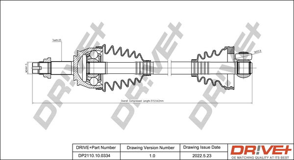 Antriebswelle Vorderachse links Dr!ve+ DP2110.10.0334 von Dr!ve+