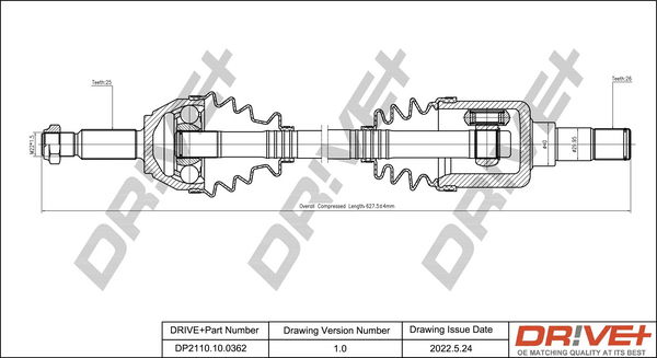 Antriebswelle Vorderachse links Dr!ve+ DP2110.10.0362 von Dr!ve+