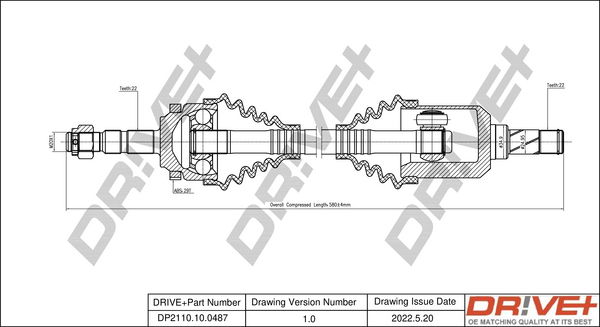 Antriebswelle Vorderachse links Dr!ve+ DP2110.10.0487 von Dr!ve+