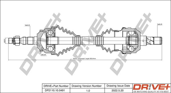 Antriebswelle Vorderachse links Dr!ve+ DP2110.10.0491 von Dr!ve+