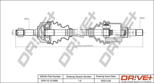 Antriebswelle Vorderachse links Dr!ve+ DP2110.10.0589 von Dr!ve+