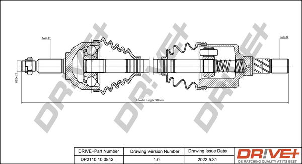 Antriebswelle Vorderachse links Dr!ve+ DP2110.10.0842 von Dr!ve+