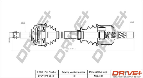 Antriebswelle Vorderachse links Dr!ve+ DP2110.10.0843 von Dr!ve+