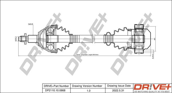 Antriebswelle Vorderachse links Dr!ve+ DP2110.10.0868 von Dr!ve+