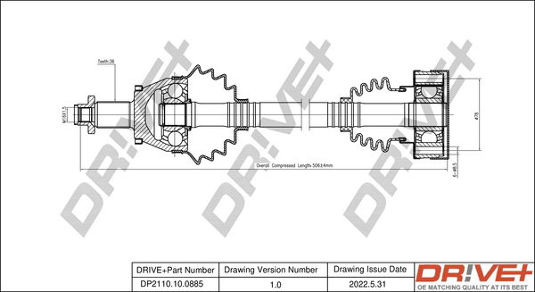 Antriebswelle Vorderachse links Dr!ve+ DP2110.10.0885 von Dr!ve+