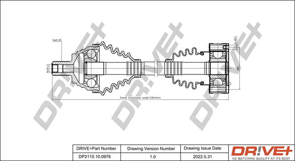 Antriebswelle Vorderachse links Dr!ve+ DP2110.10.0976 von Dr!ve+