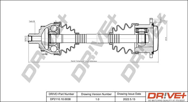 Antriebswelle Vorderachse rechts Dr!ve+ DP2110.10.0038 von Dr!ve+