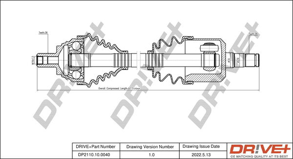 Antriebswelle Vorderachse rechts Dr!ve+ DP2110.10.0040 von Dr!ve+