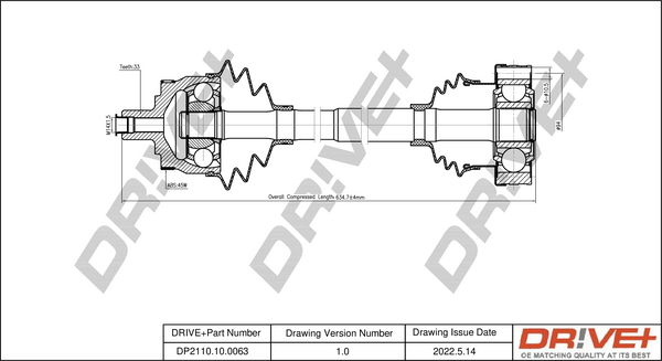 Antriebswelle Vorderachse rechts Dr!ve+ DP2110.10.0063 von Dr!ve+