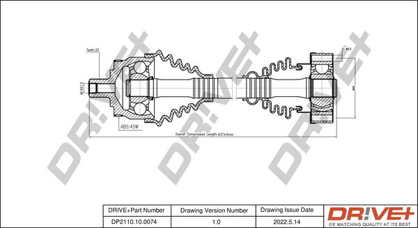 Antriebswelle Vorderachse rechts Dr!ve+ DP2110.10.0074 von Dr!ve+