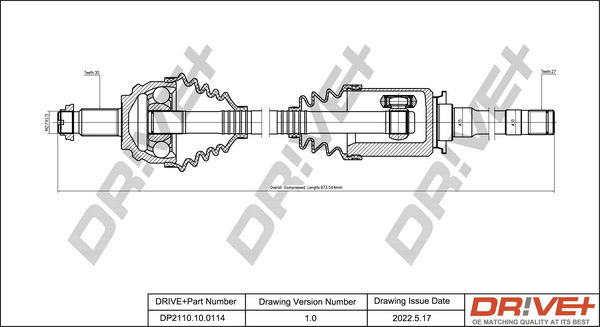 Antriebswelle Vorderachse rechts Dr!ve+ DP2110.10.0114 von Dr!ve+