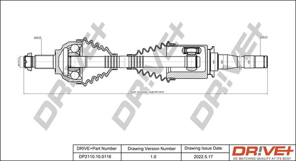 Antriebswelle Vorderachse rechts Dr!ve+ DP2110.10.0116 von Dr!ve+