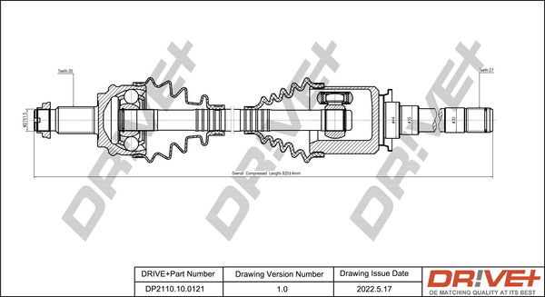 Antriebswelle Vorderachse rechts Dr!ve+ DP2110.10.0121 von Dr!ve+