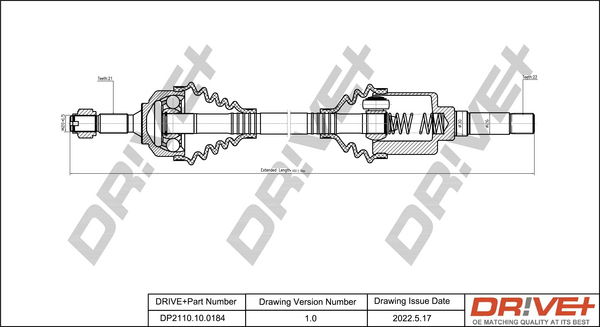 Antriebswelle Vorderachse rechts Dr!ve+ DP2110.10.0184 von Dr!ve+