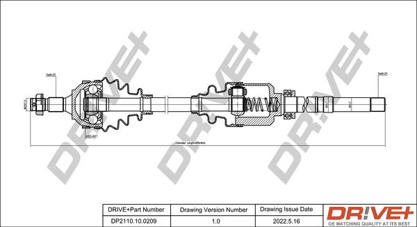 Antriebswelle Vorderachse rechts Dr!ve+ DP2110.10.0209 von Dr!ve+