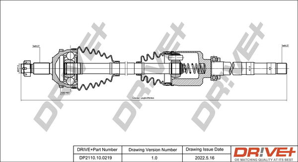 Antriebswelle Vorderachse rechts Dr!ve+ DP2110.10.0219 von Dr!ve+