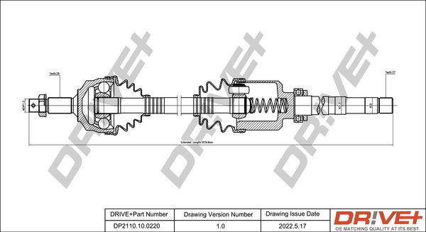 Antriebswelle Vorderachse rechts Dr!ve+ DP2110.10.0220 von Dr!ve+