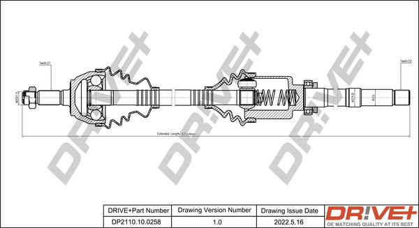 Antriebswelle Vorderachse rechts Dr!ve+ DP2110.10.0258 von Dr!ve+