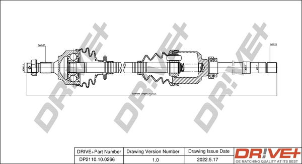 Antriebswelle Vorderachse rechts Dr!ve+ DP2110.10.0266 von Dr!ve+