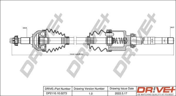 Antriebswelle Vorderachse rechts Dr!ve+ DP2110.10.0273 von Dr!ve+