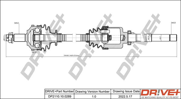 Antriebswelle Vorderachse rechts Dr!ve+ DP2110.10.0289 von Dr!ve+