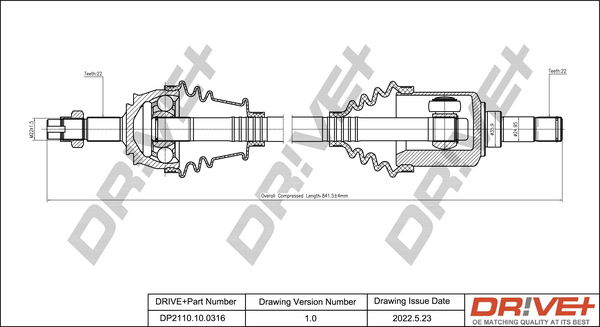 Antriebswelle Vorderachse rechts Dr!ve+ DP2110.10.0316 von Dr!ve+