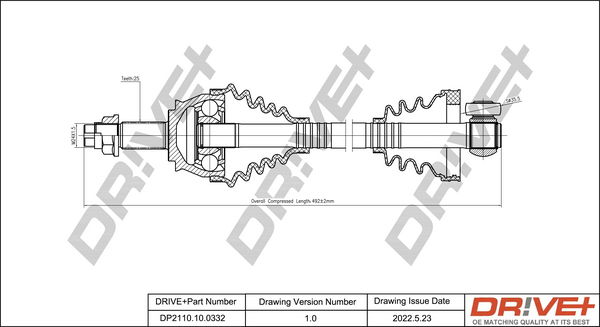 Antriebswelle Vorderachse rechts Dr!ve+ DP2110.10.0332 von Dr!ve+