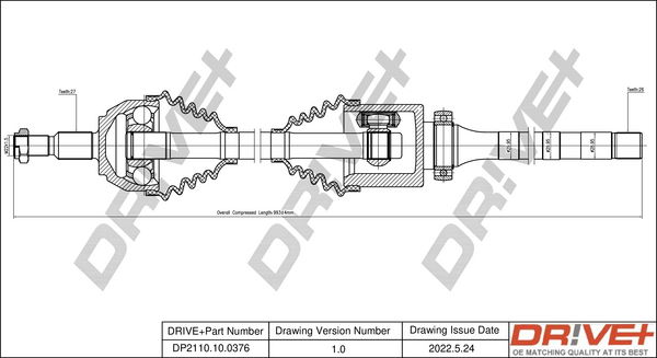 Antriebswelle Vorderachse rechts Dr!ve+ DP2110.10.0376 von Dr!ve+