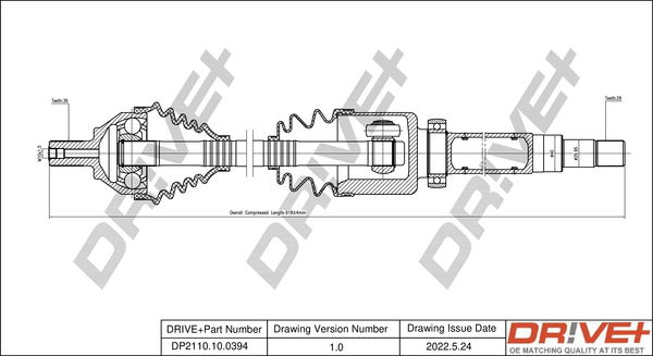 Antriebswelle Vorderachse rechts Dr!ve+ DP2110.10.0394 von Dr!ve+