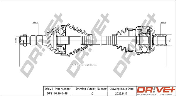 Antriebswelle Vorderachse rechts Dr!ve+ DP2110.10.0448 von Dr!ve+