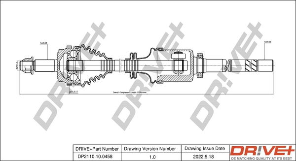 Antriebswelle Vorderachse rechts Dr!ve+ DP2110.10.0458 von Dr!ve+