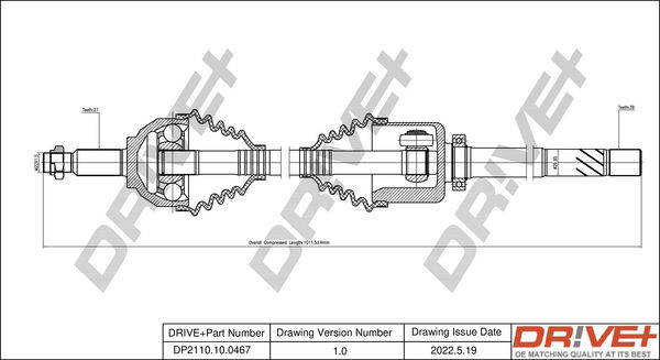 Antriebswelle Vorderachse rechts Dr!ve+ DP2110.10.0467 von Dr!ve+