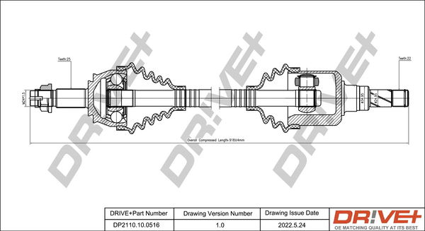 Antriebswelle Vorderachse rechts Dr!ve+ DP2110.10.0516 von Dr!ve+