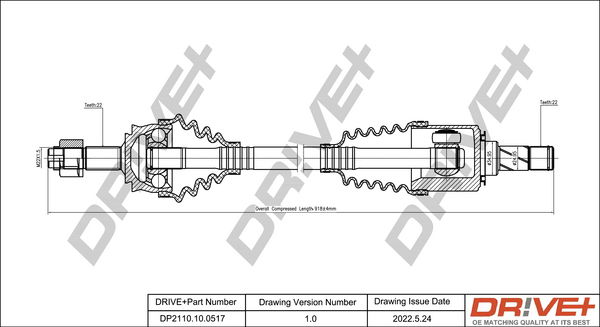 Antriebswelle Vorderachse rechts Dr!ve+ DP2110.10.0517 von Dr!ve+