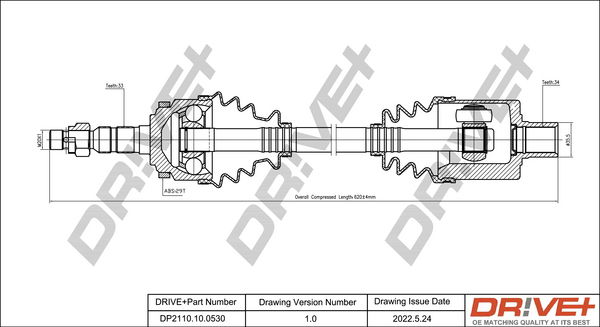 Antriebswelle Vorderachse rechts Dr!ve+ DP2110.10.0530 von Dr!ve+