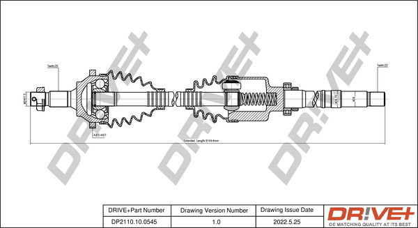 Antriebswelle Vorderachse rechts Dr!ve+ DP2110.10.0545 von Dr!ve+