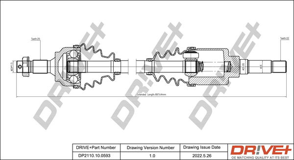 Antriebswelle Vorderachse rechts Dr!ve+ DP2110.10.0593 von Dr!ve+