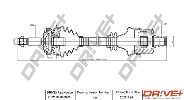 Antriebswelle Vorderachse rechts Dr!ve+ DP2110.10.0693 von Dr!ve+