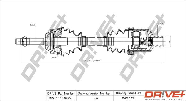 Antriebswelle Vorderachse rechts Dr!ve+ DP2110.10.0725 von Dr!ve+