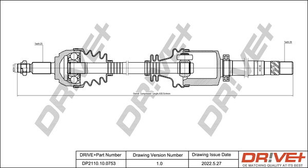 Antriebswelle Vorderachse rechts Dr!ve+ DP2110.10.0753 von Dr!ve+