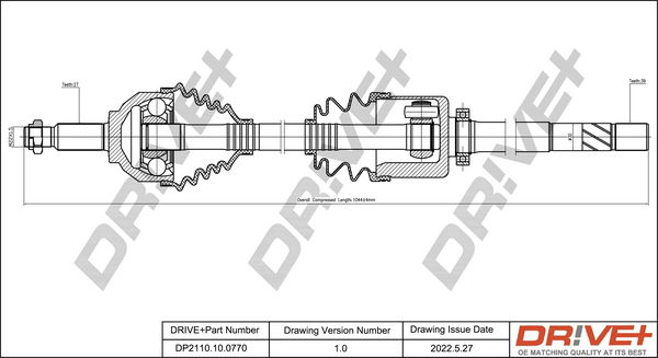 Antriebswelle Vorderachse rechts Dr!ve+ DP2110.10.0770 von Dr!ve+