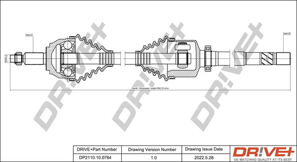 Antriebswelle Vorderachse rechts Dr!ve+ DP2110.10.0784 von Dr!ve+