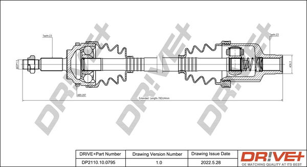 Antriebswelle Vorderachse rechts Dr!ve+ DP2110.10.0795 von Dr!ve+