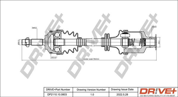 Antriebswelle Vorderachse rechts Dr!ve+ DP2110.10.0803 von Dr!ve+