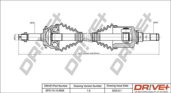 Antriebswelle Vorderachse rechts Dr!ve+ DP2110.10.0909 von Dr!ve+