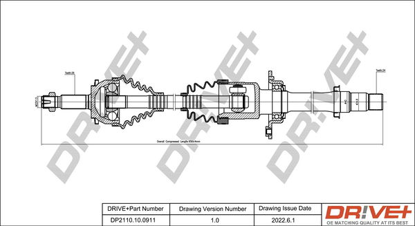 Antriebswelle Vorderachse rechts Dr!ve+ DP2110.10.0911 von Dr!ve+