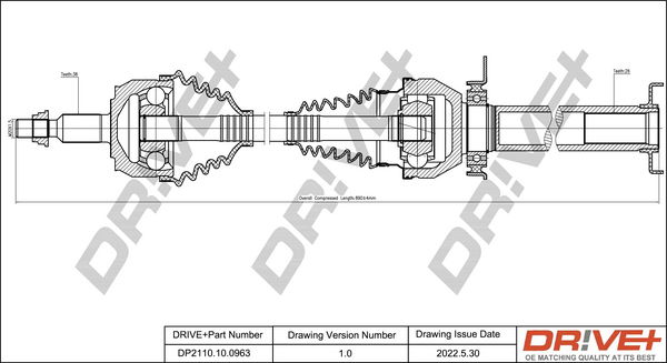 Antriebswelle Vorderachse rechts Dr!ve+ DP2110.10.0963 von Dr!ve+