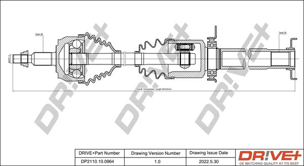 Antriebswelle Vorderachse rechts Dr!ve+ DP2110.10.0964 von Dr!ve+