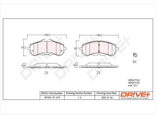 Bremsbelagsatz, Scheibenbremse Dr!ve+ DP1010.10.1219 von Dr!ve+